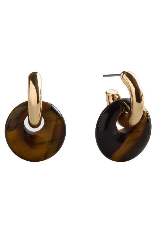 shea semi-precious drop earrings - tiger's eye