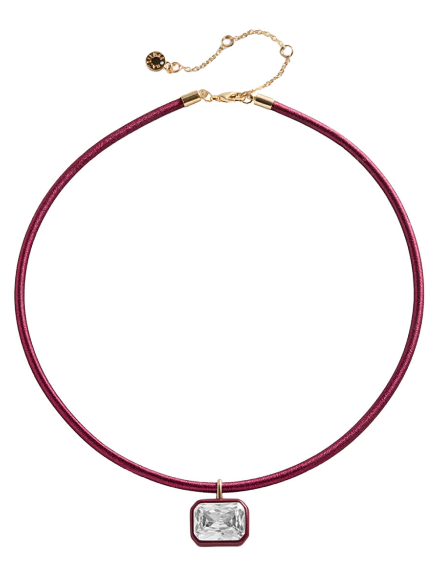 Lindsey Crystal Collar Necklace in crimson