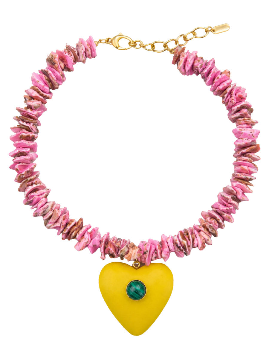 beaded yellow heart necklace