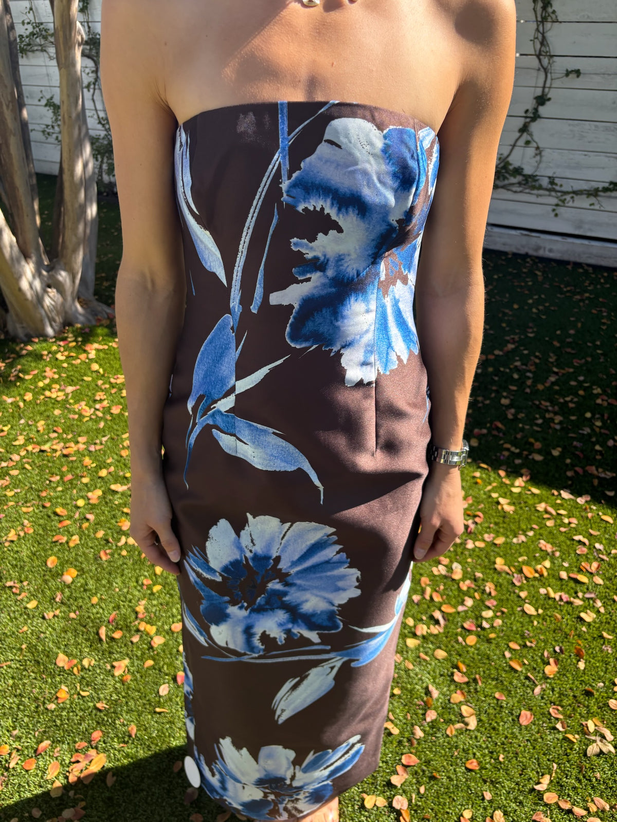 elsa panelled strapless maxi