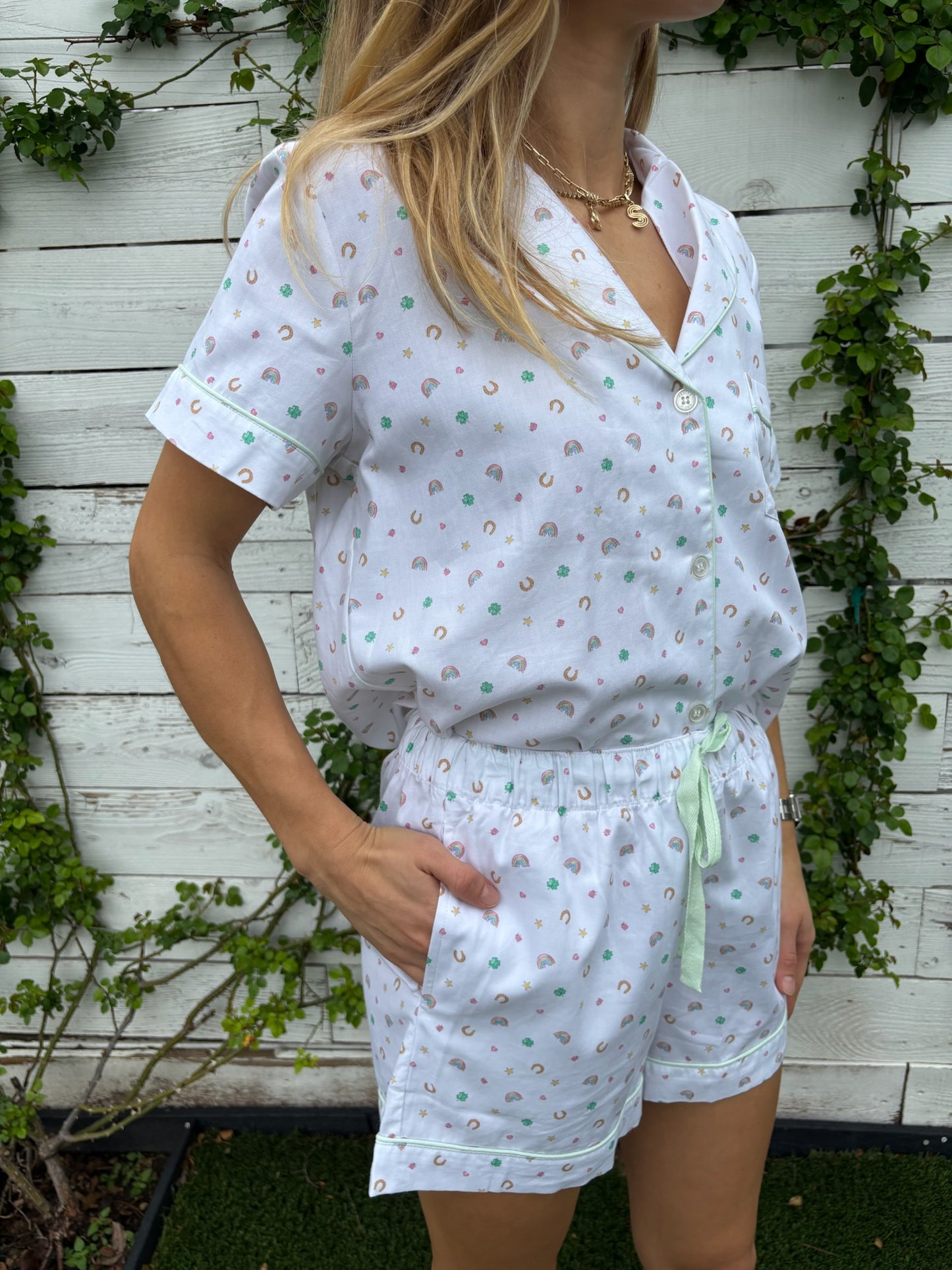 twill short pajama set