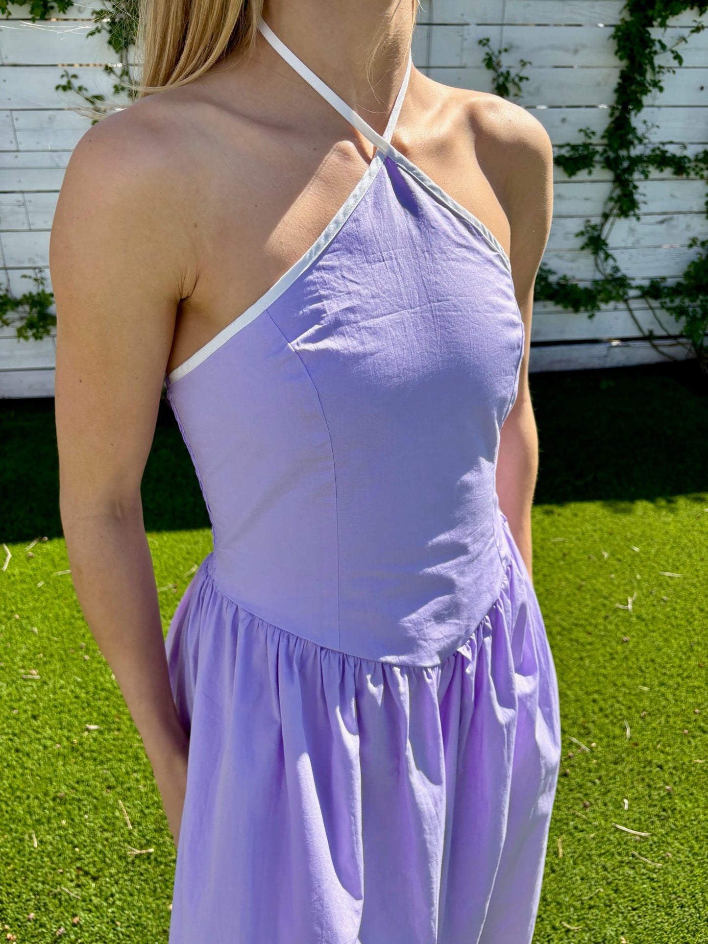 structured halter midi dress