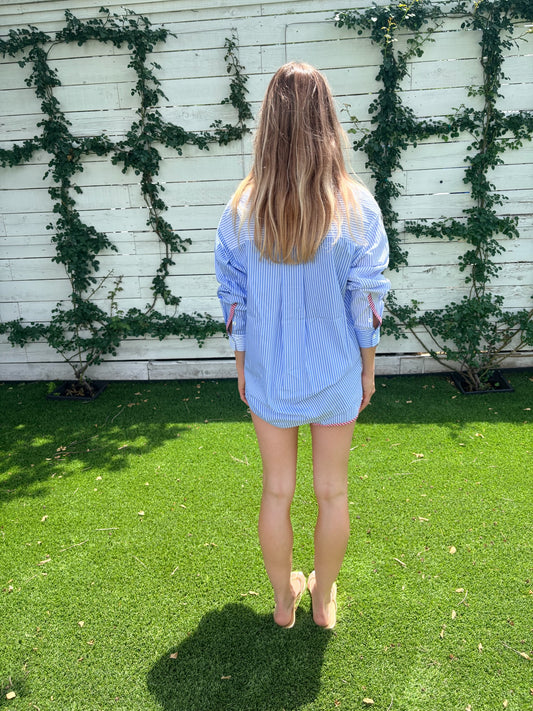 avril button down colorblock