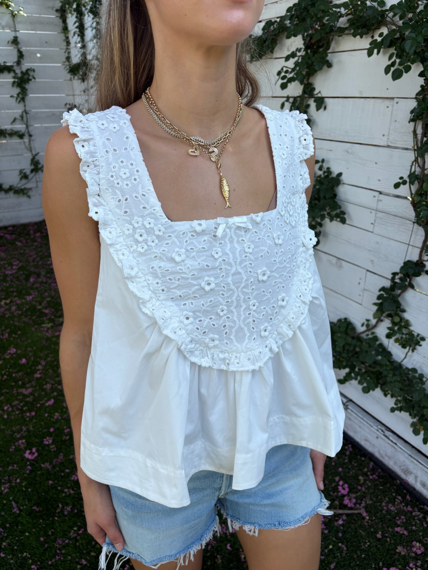 laura eyelet top