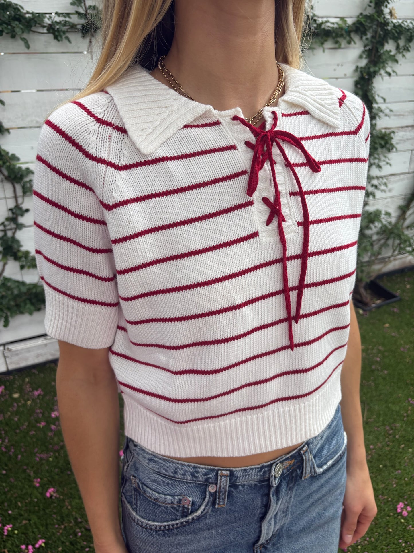 betsy striped polo tee