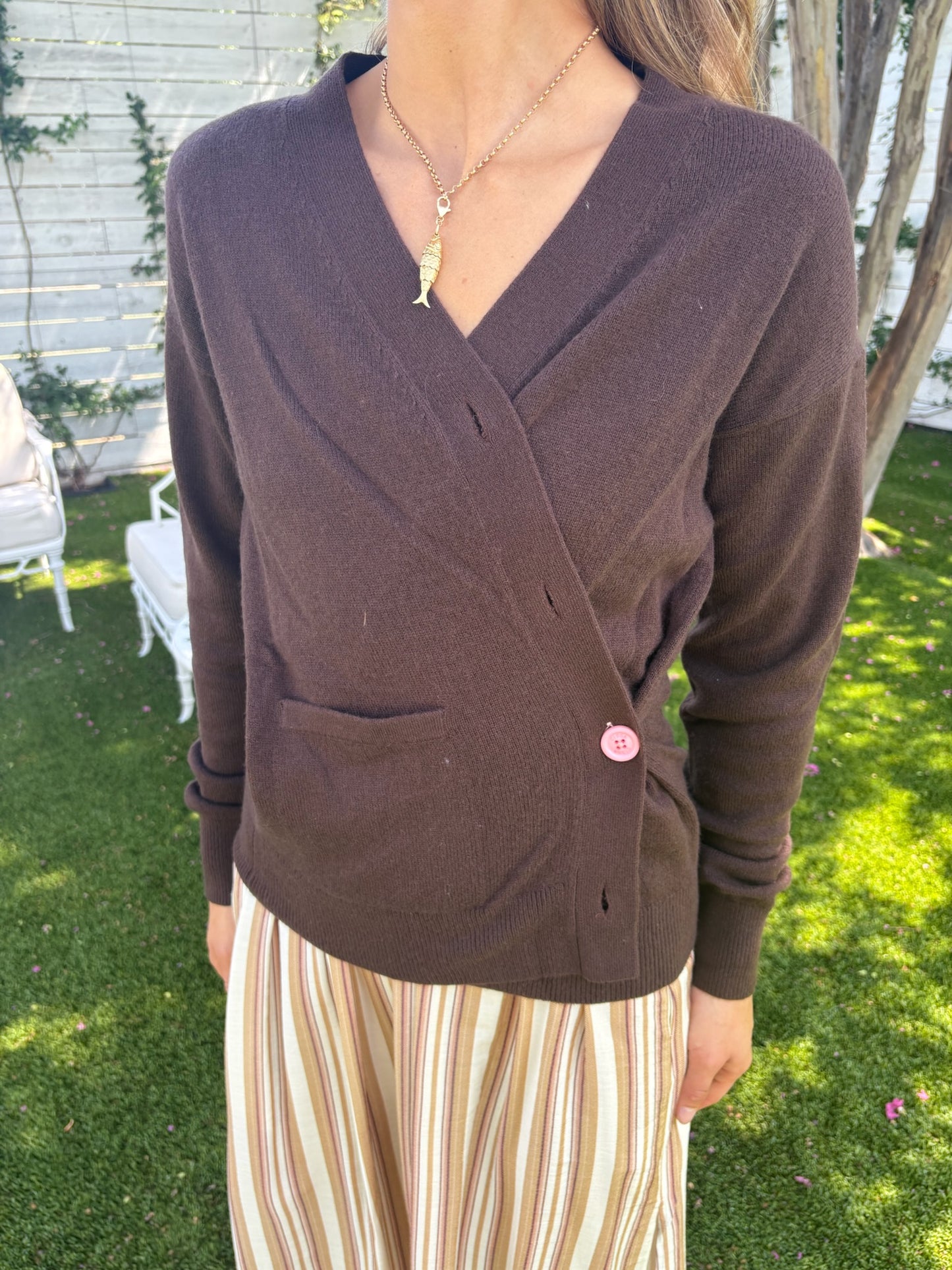 the wrap cardigan dark chocolate