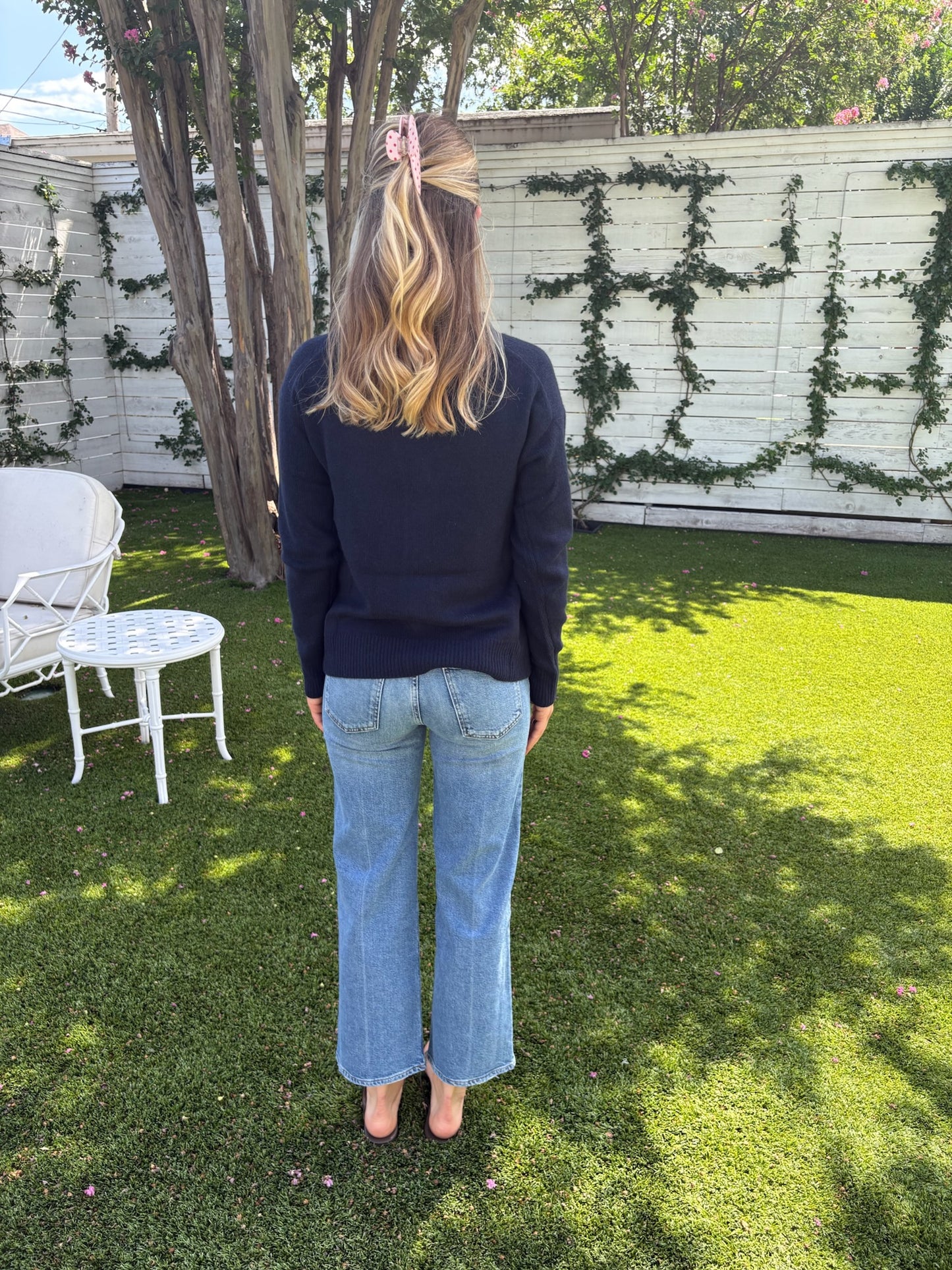 the wrap cardigan navy blue