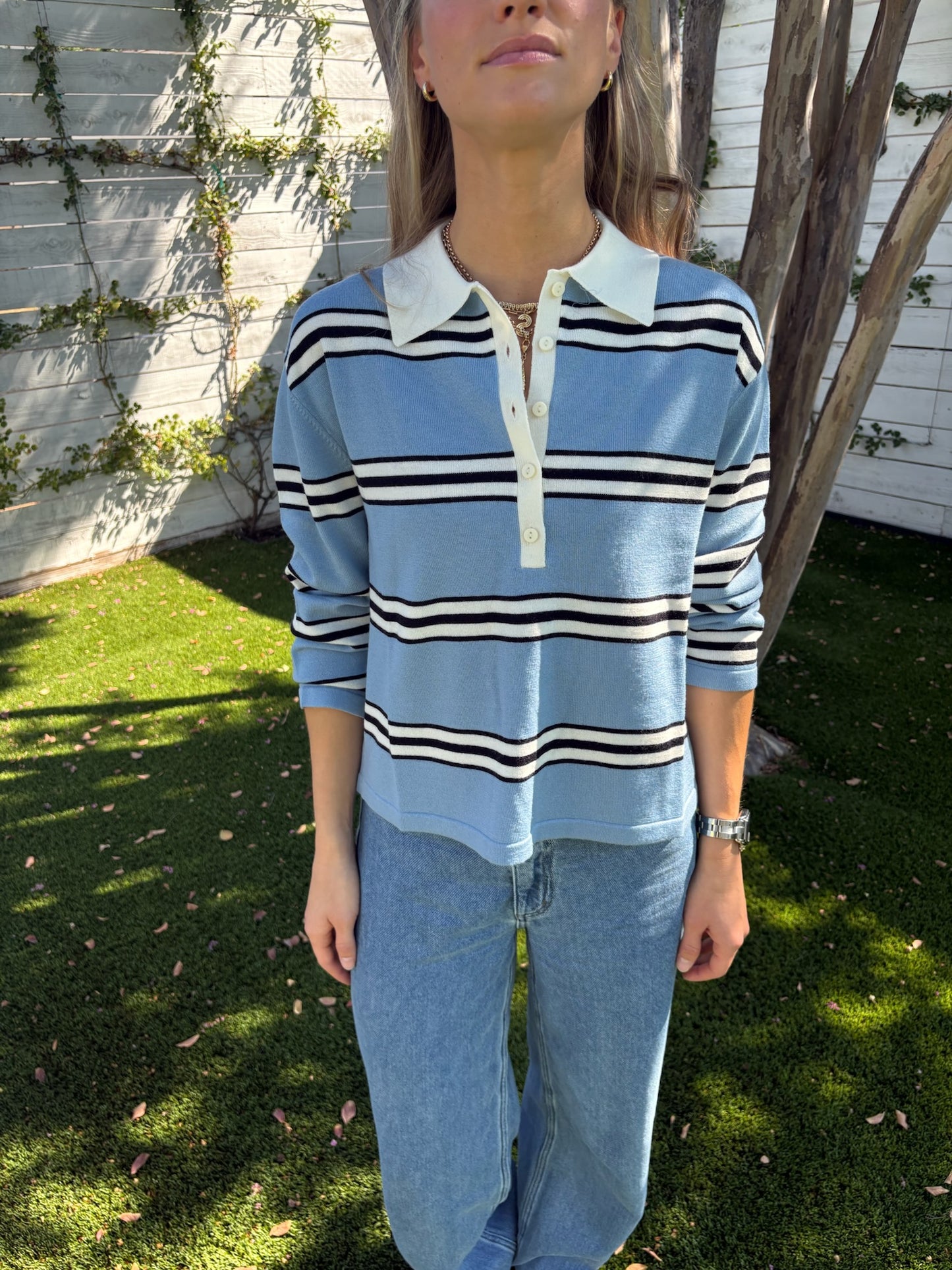 stripes knitted polo