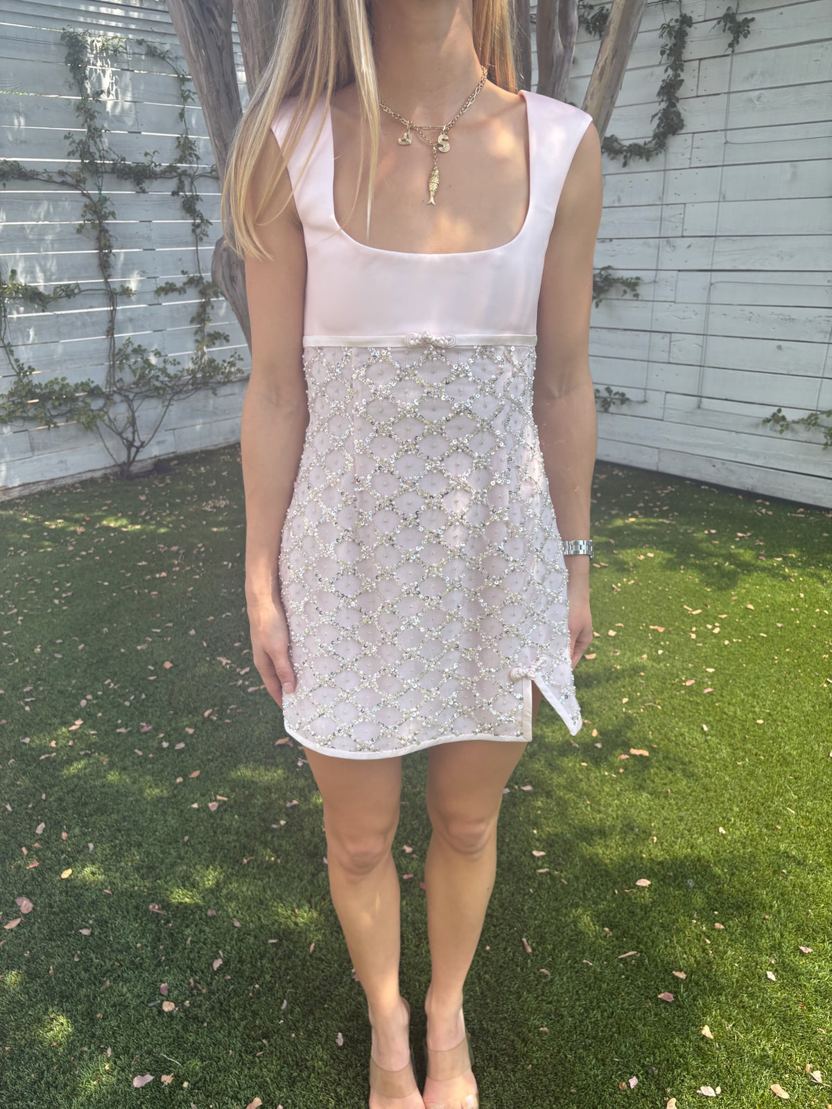 daya beaded dress pink