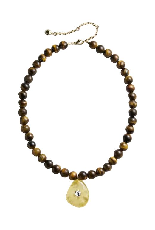 jamie semi-precious beaded necklace - light amethyst/black hypersthene