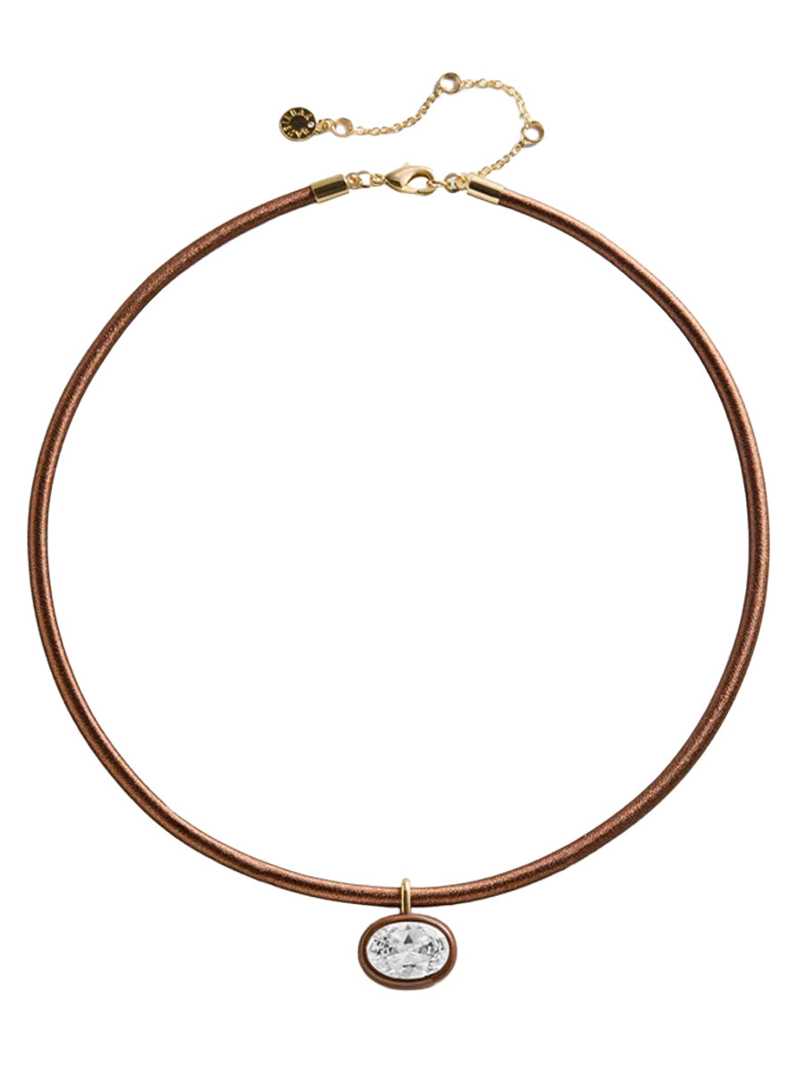 Lindsey Crystal Collar Necklace in chocolate brown