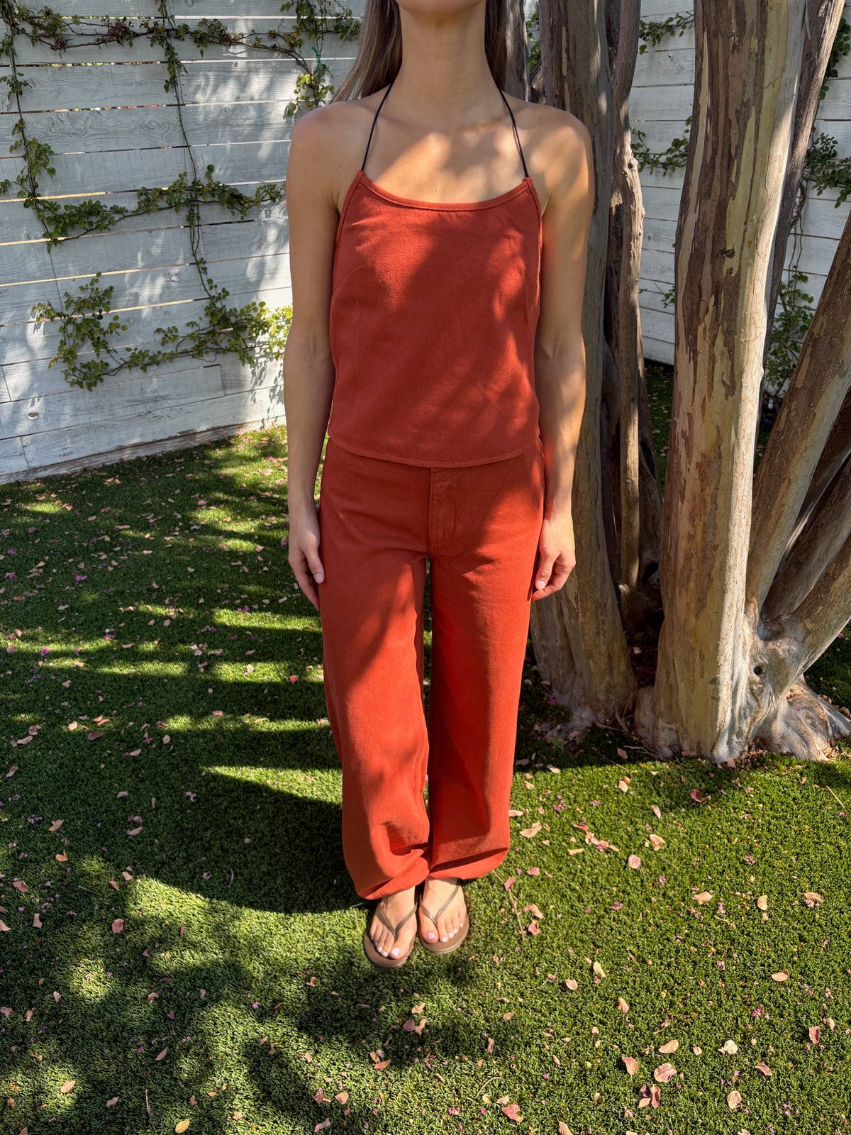 sport jean in burnt orange