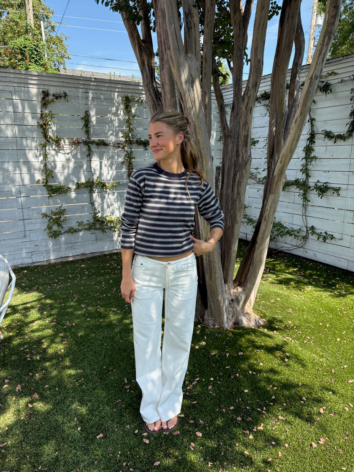 lilah fitted l/s tee marl stripe