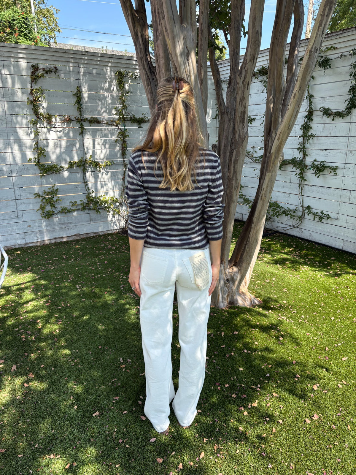 lilah fitted l/s tee marl stripe