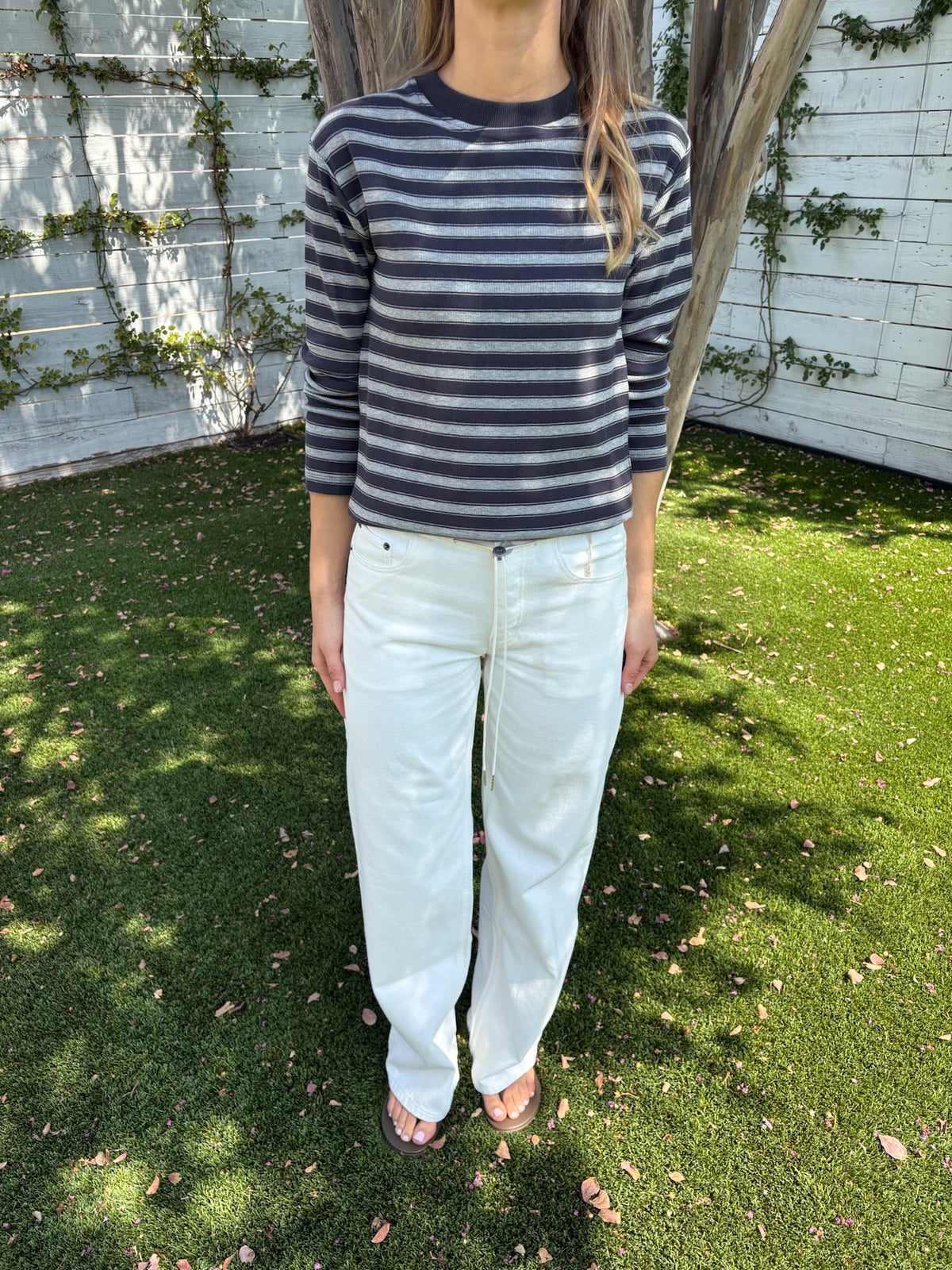 lilah fitted l/s tee marl stripe