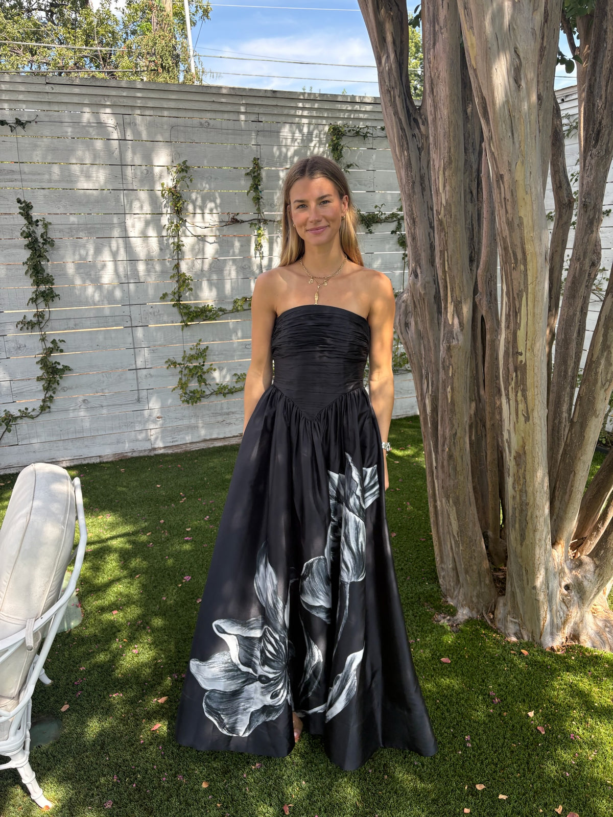 ruched long dress