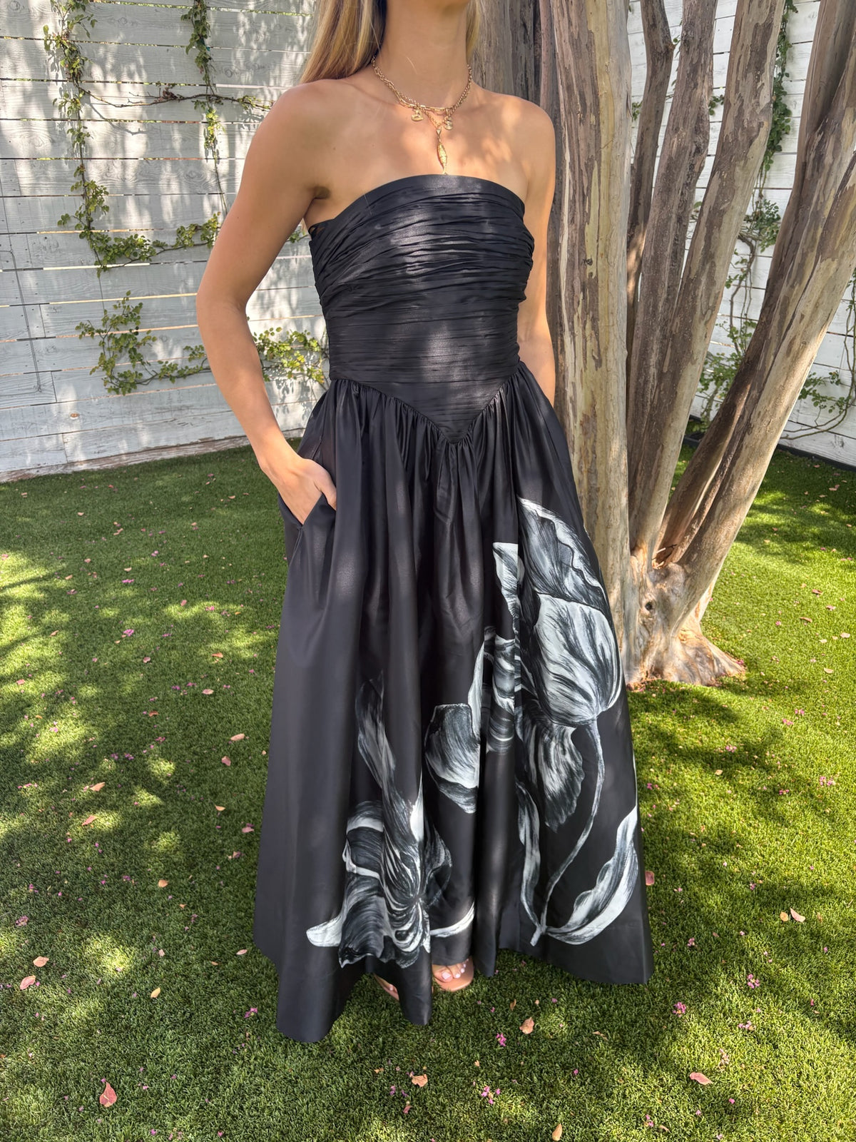 ruched long dress