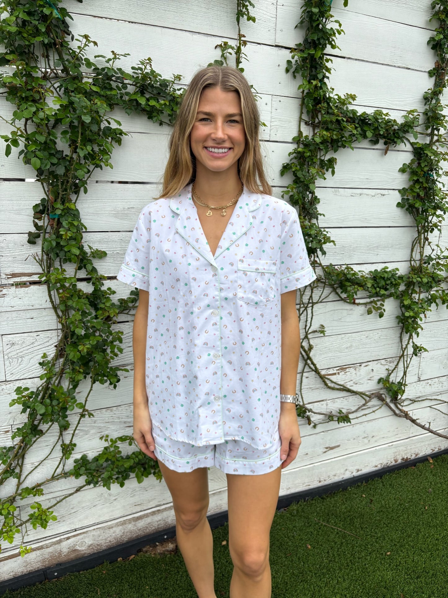 twill short pajama set