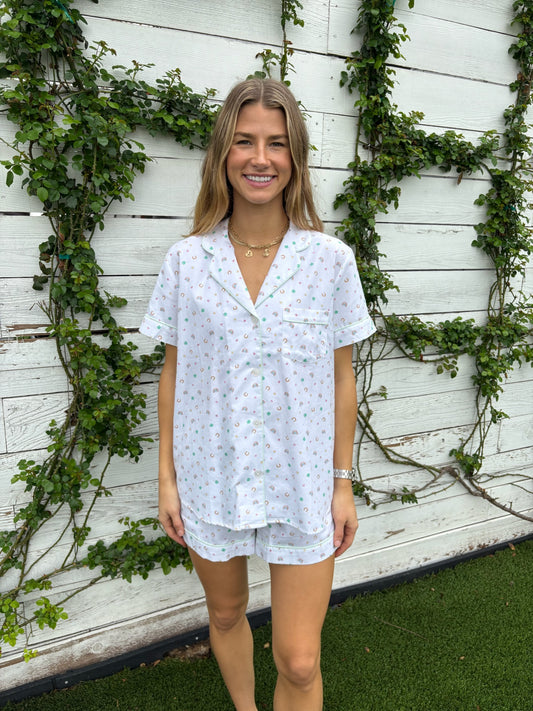 twill short pajama set