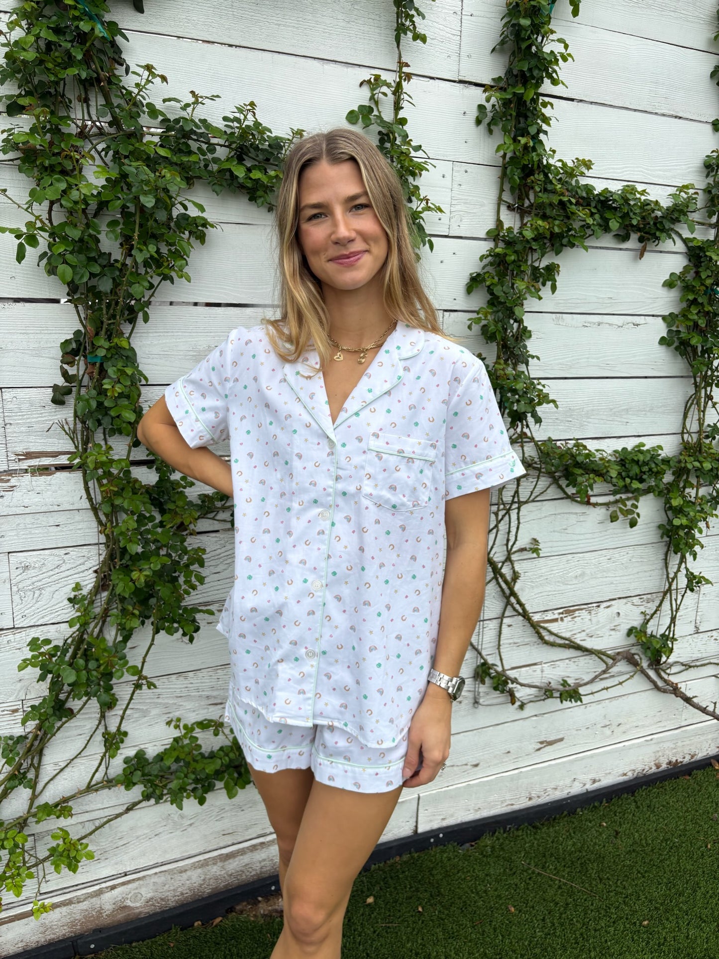 twill short pajama set