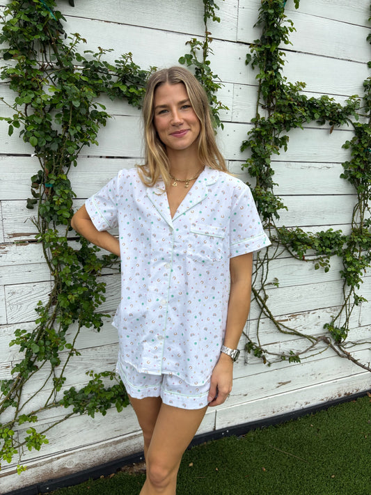 twill short pajama set