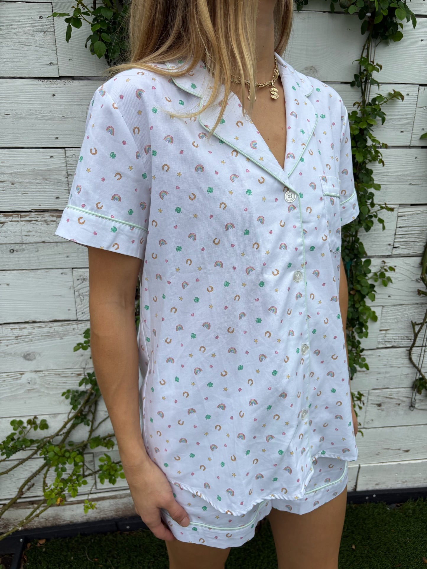 twill short pajama set