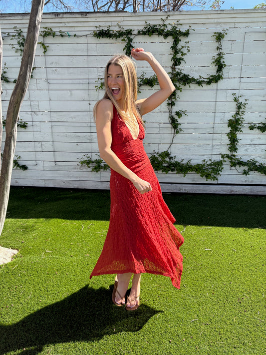 aaila lace skirt blood orange