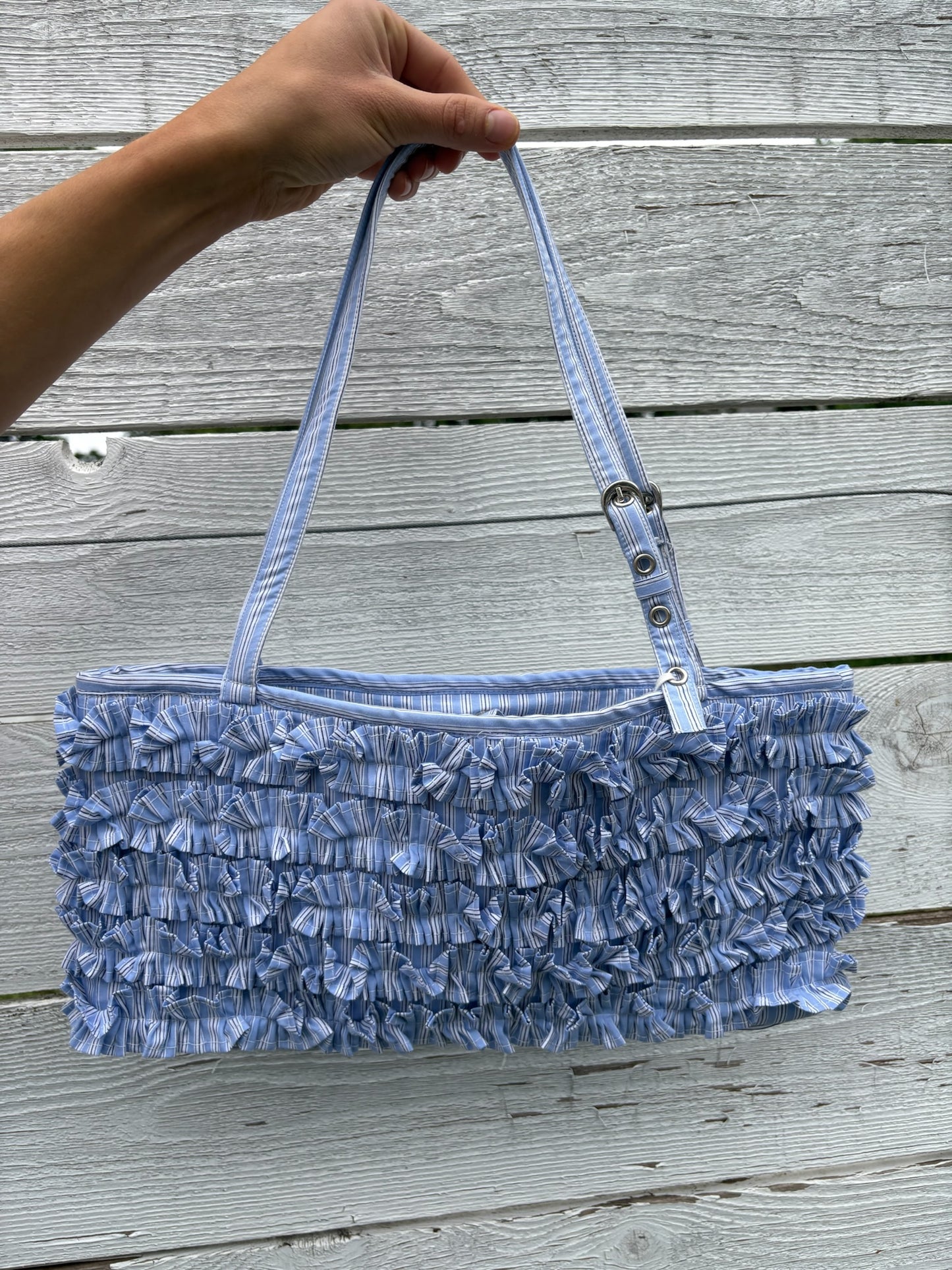 sophia ruffle baguette bag