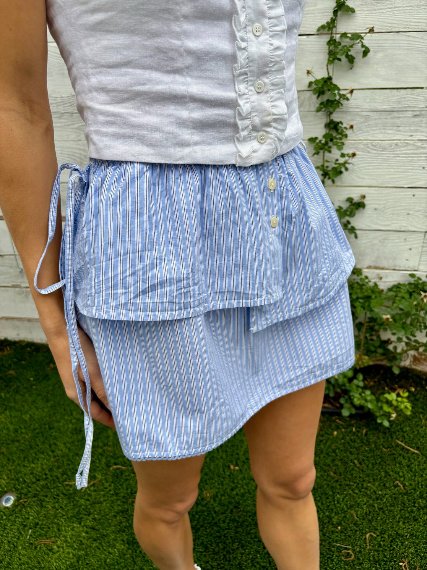 inka mini skirt/top blue stripe