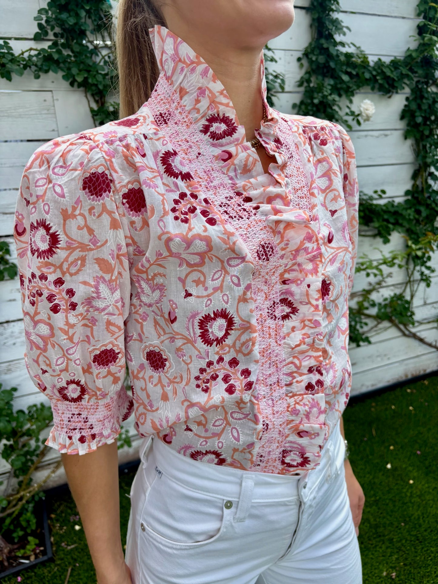 zuri top block print