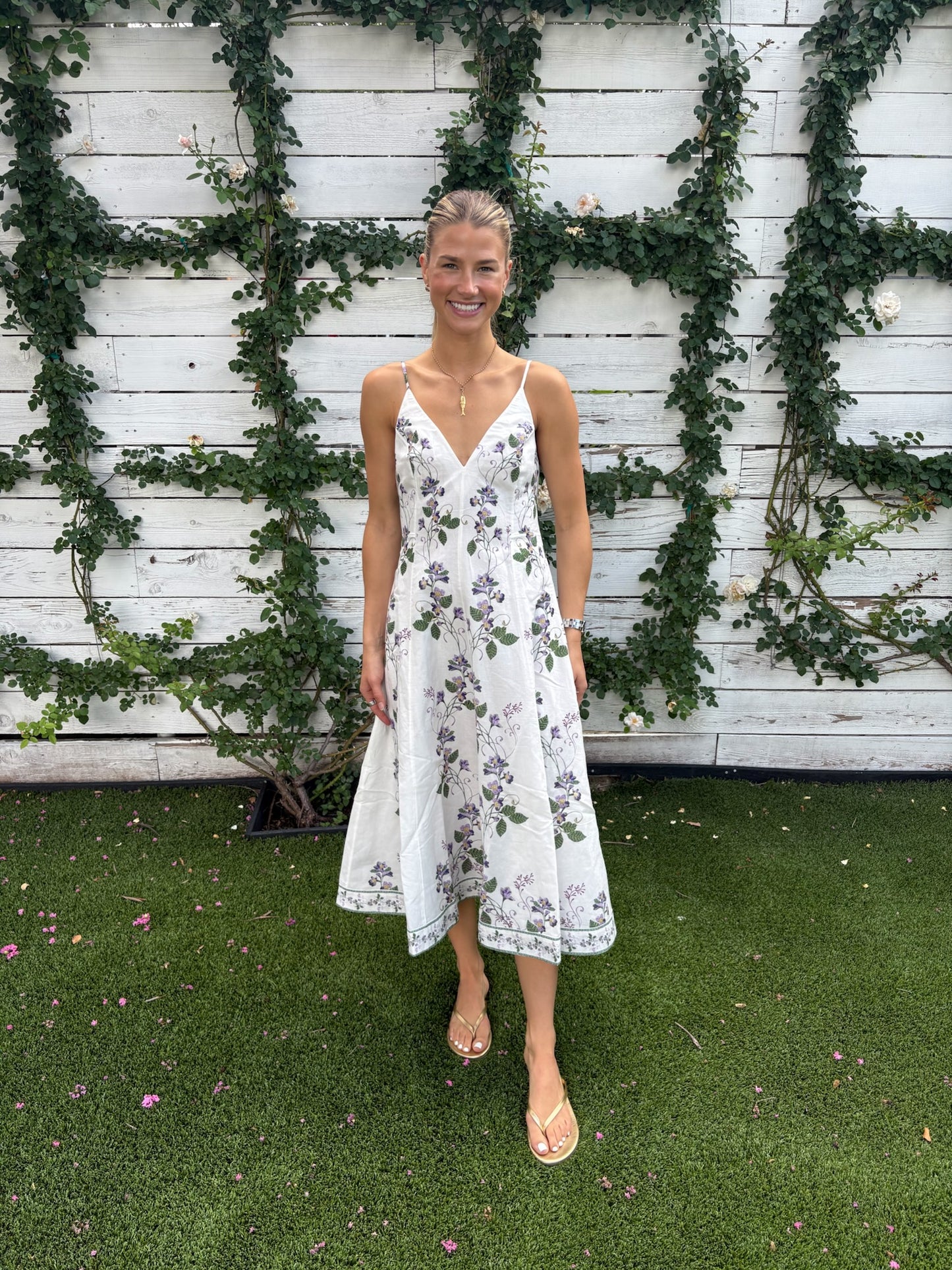 anya v-neck midi dress