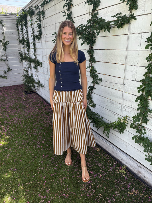quinn skirt in tuck stripes