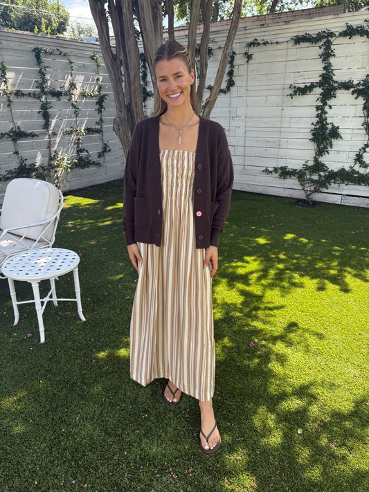 the wrap cardigan in dark chocolate