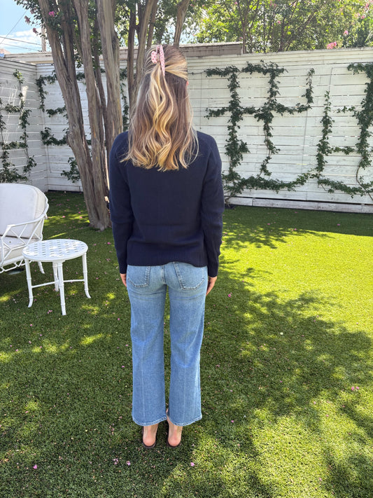 the wrap cardigan in navy blue