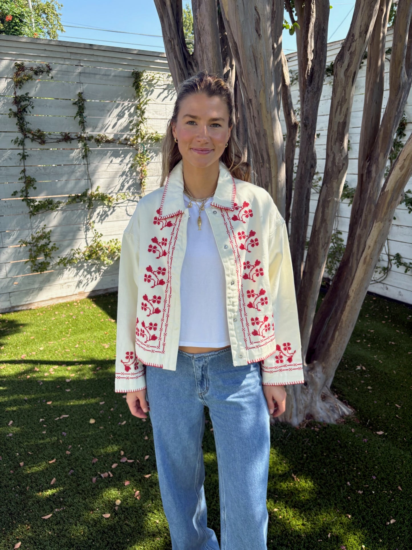 embroidery denim jacket