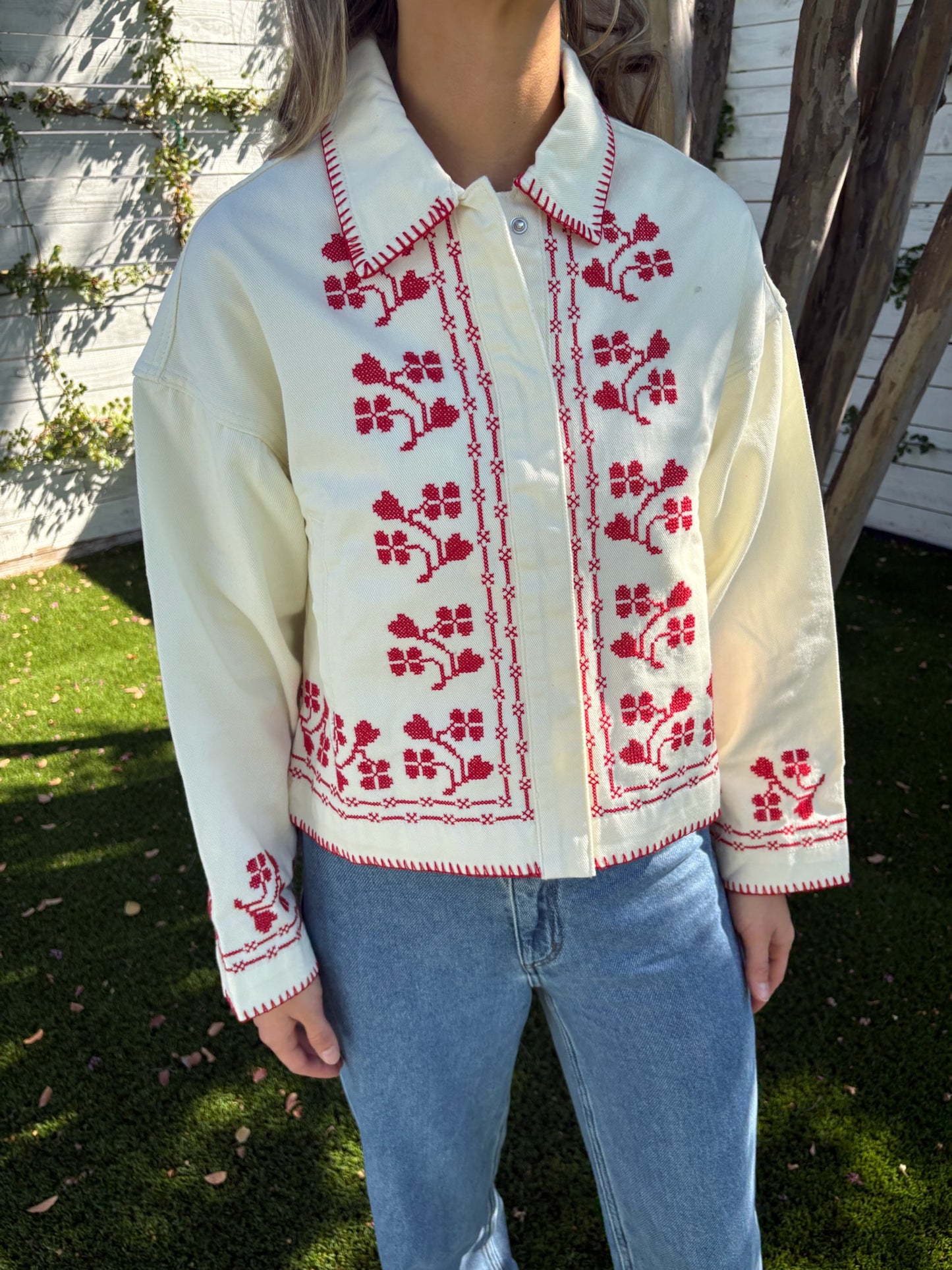 embroidery denim jacket