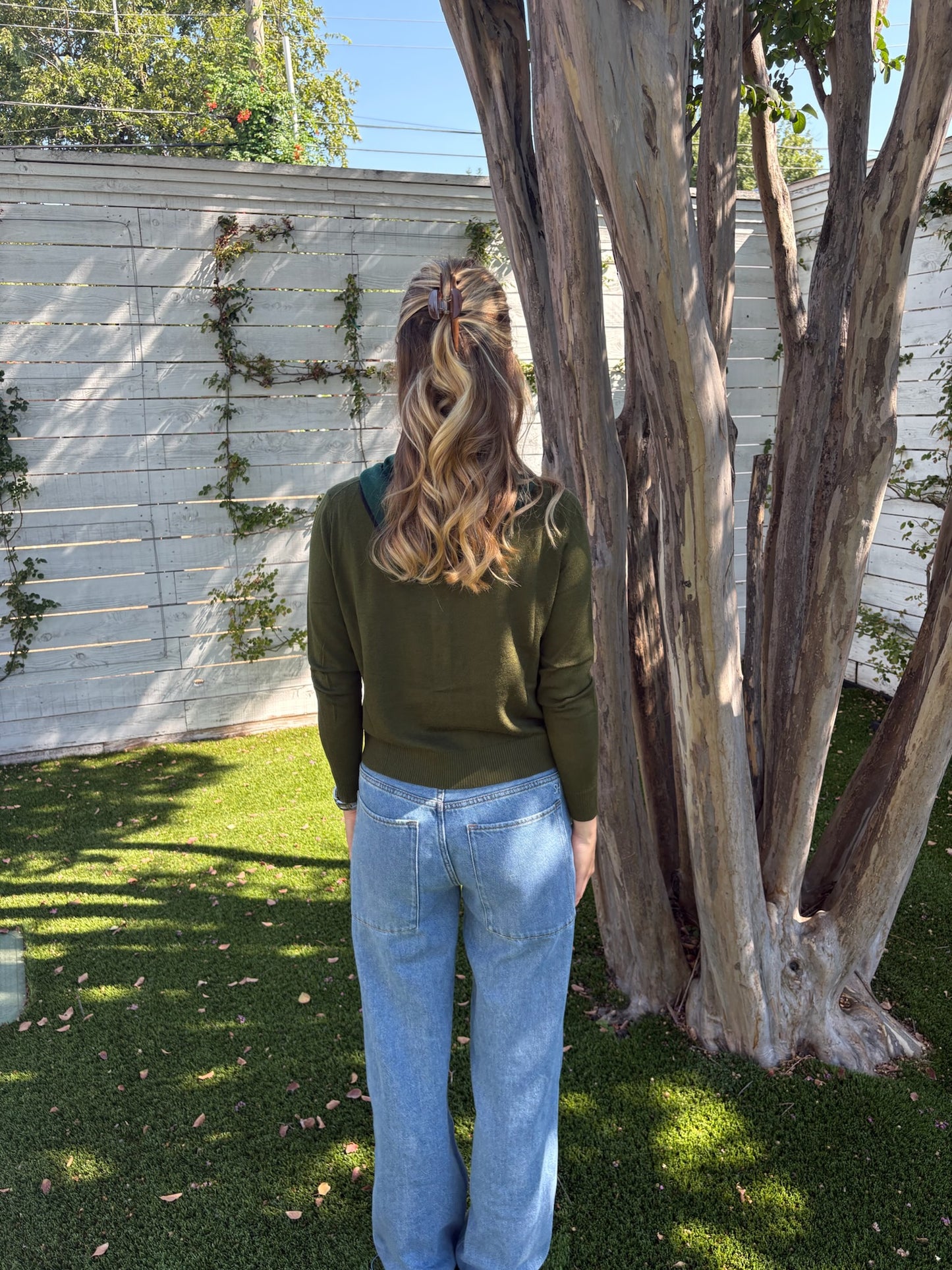 contrast scarf neck lara cardigan