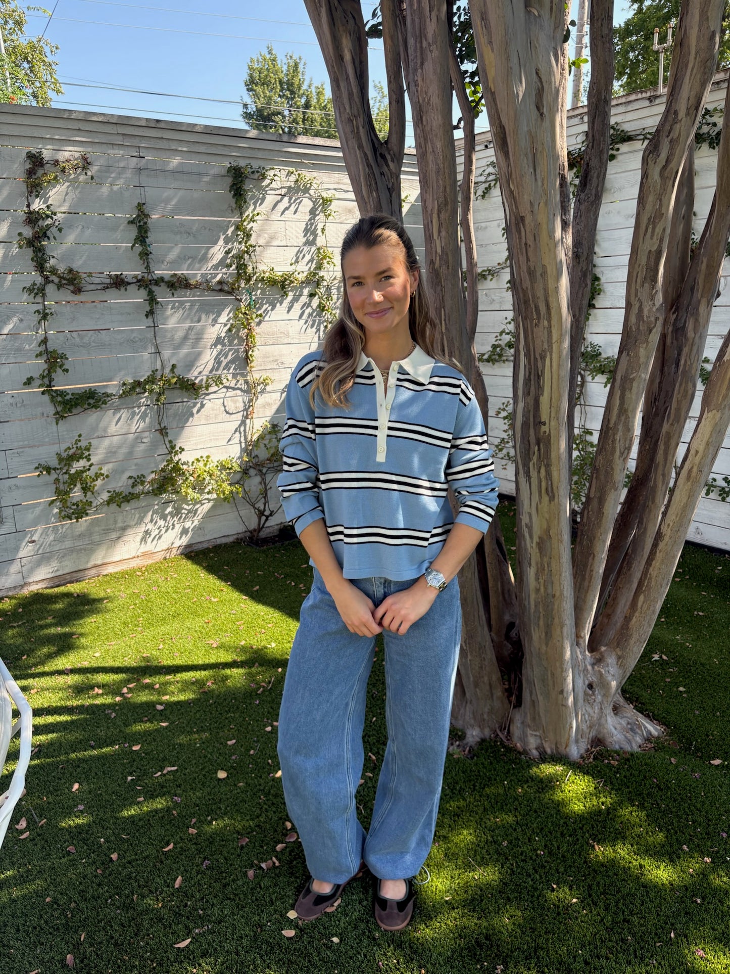 stripes knitted polo