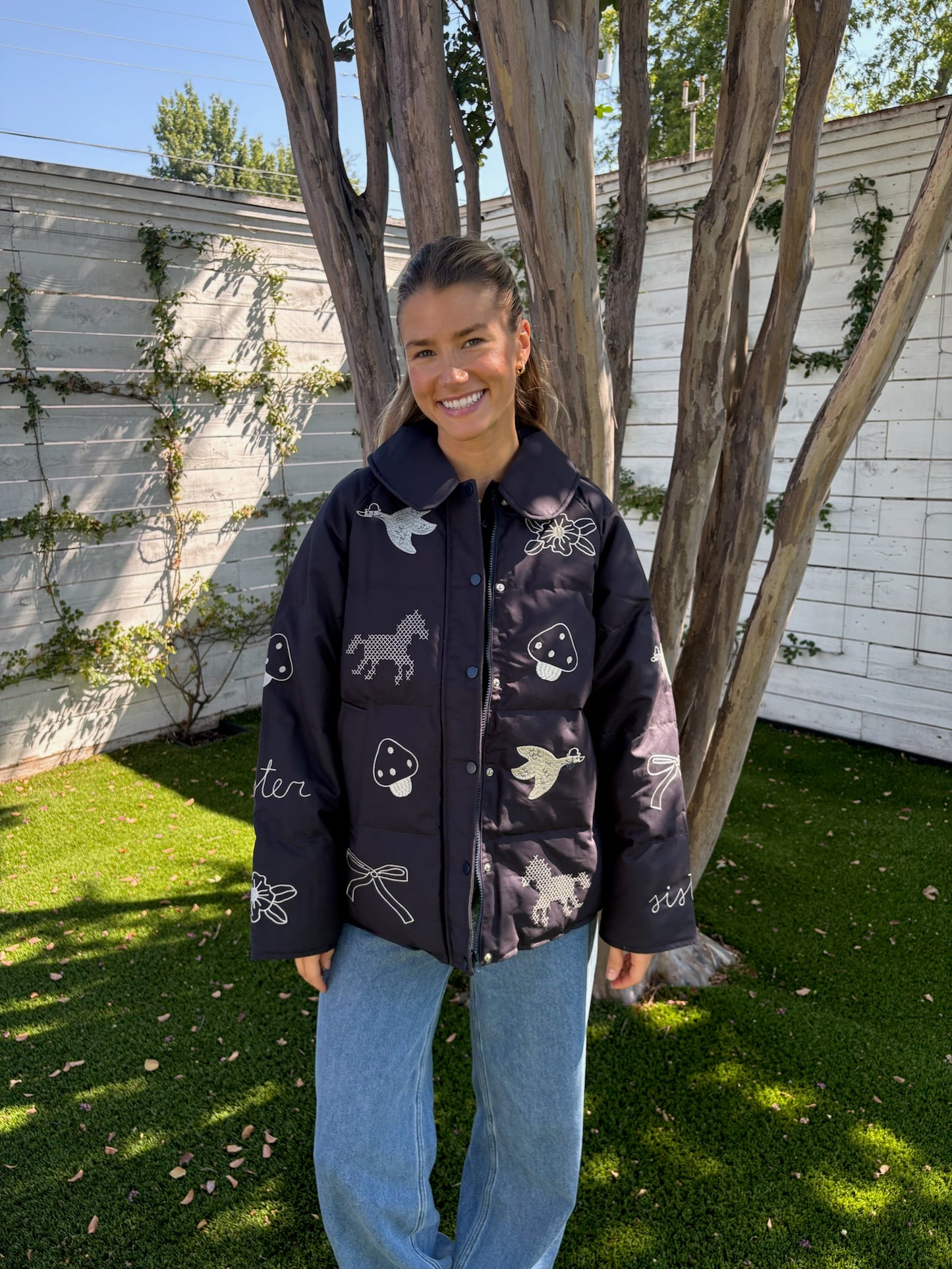 embroidered down jacket
