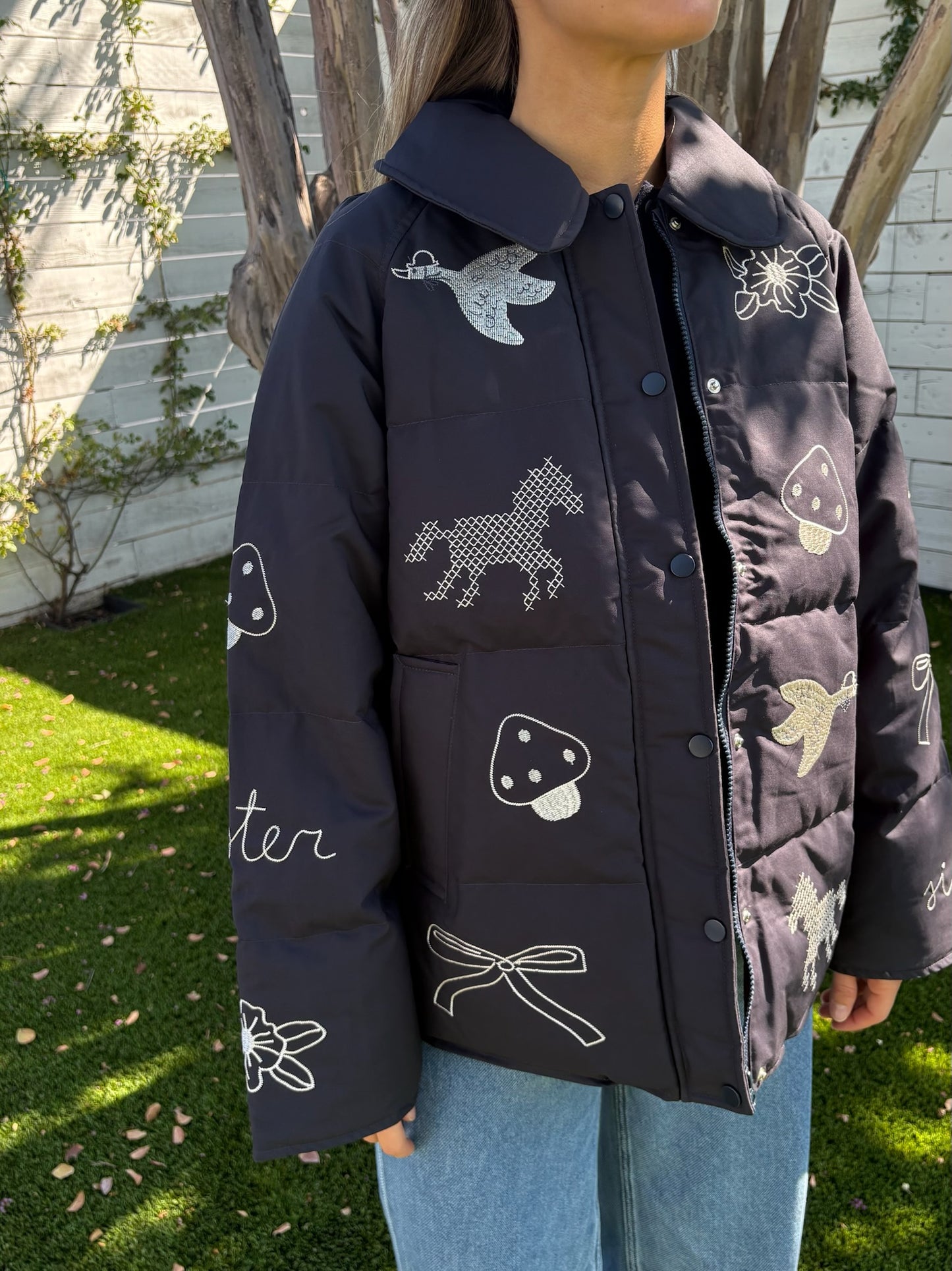 embroidered down jacket
