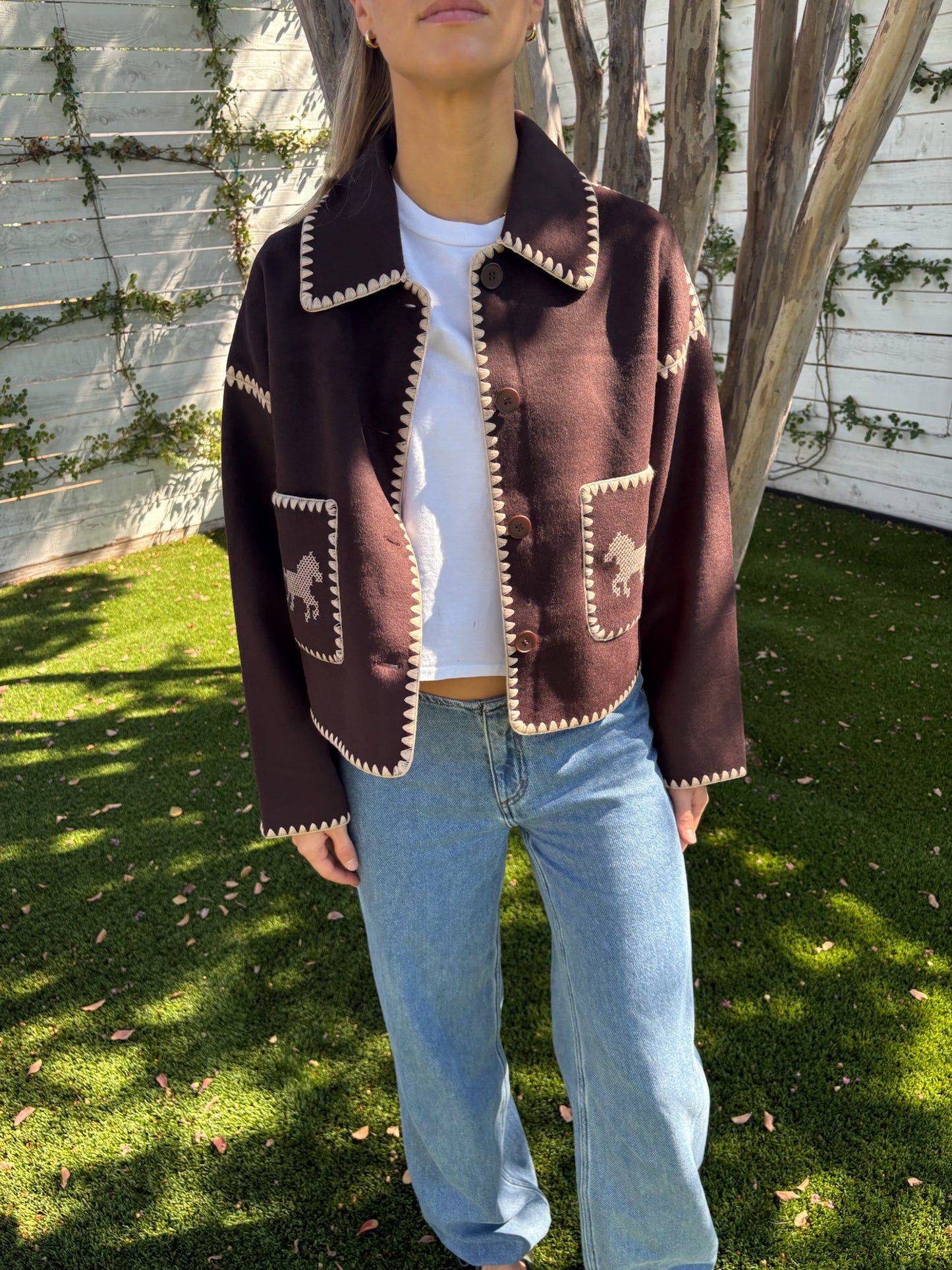 short horses embroidered coat