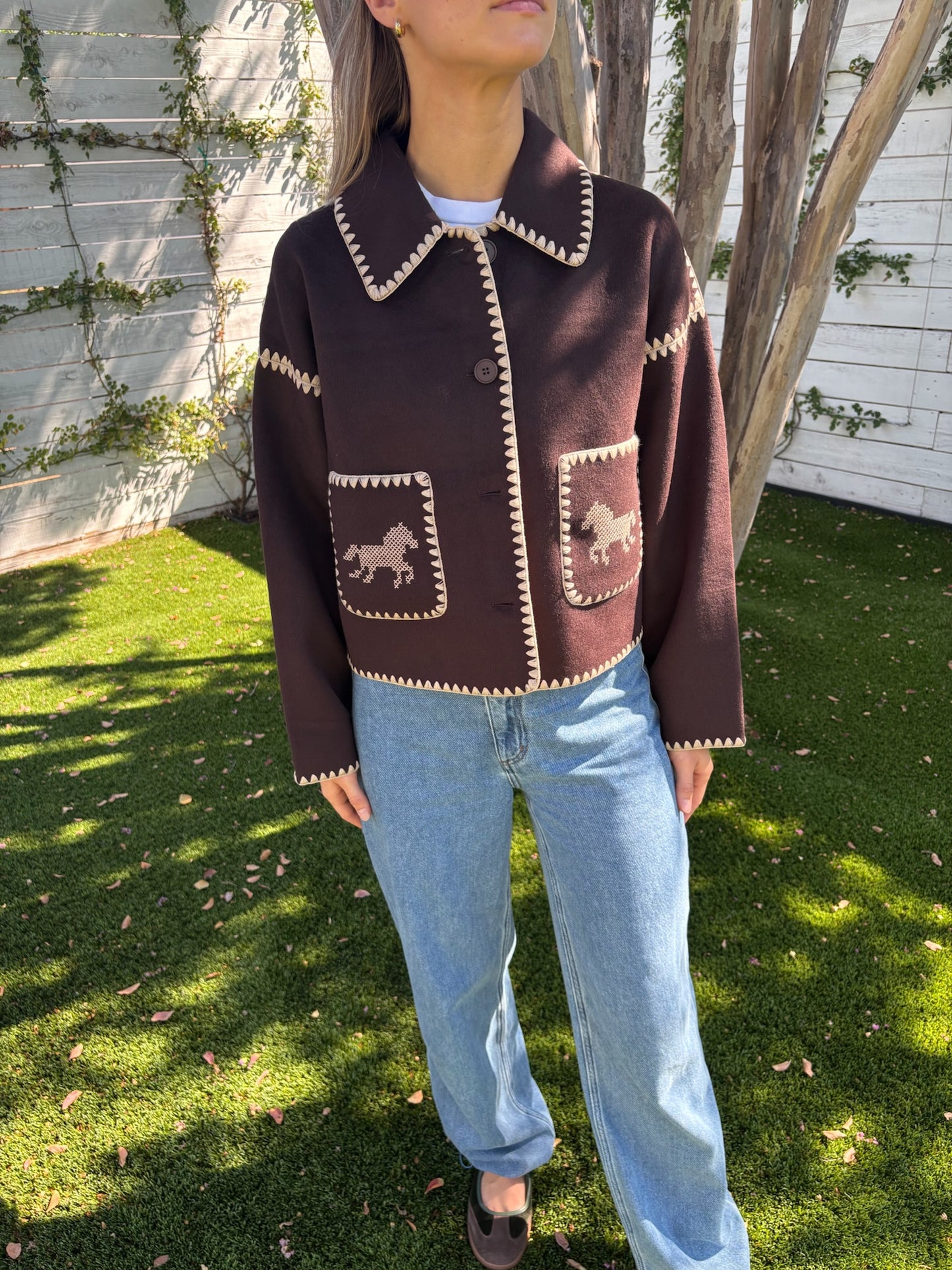 short horses embroidered coat