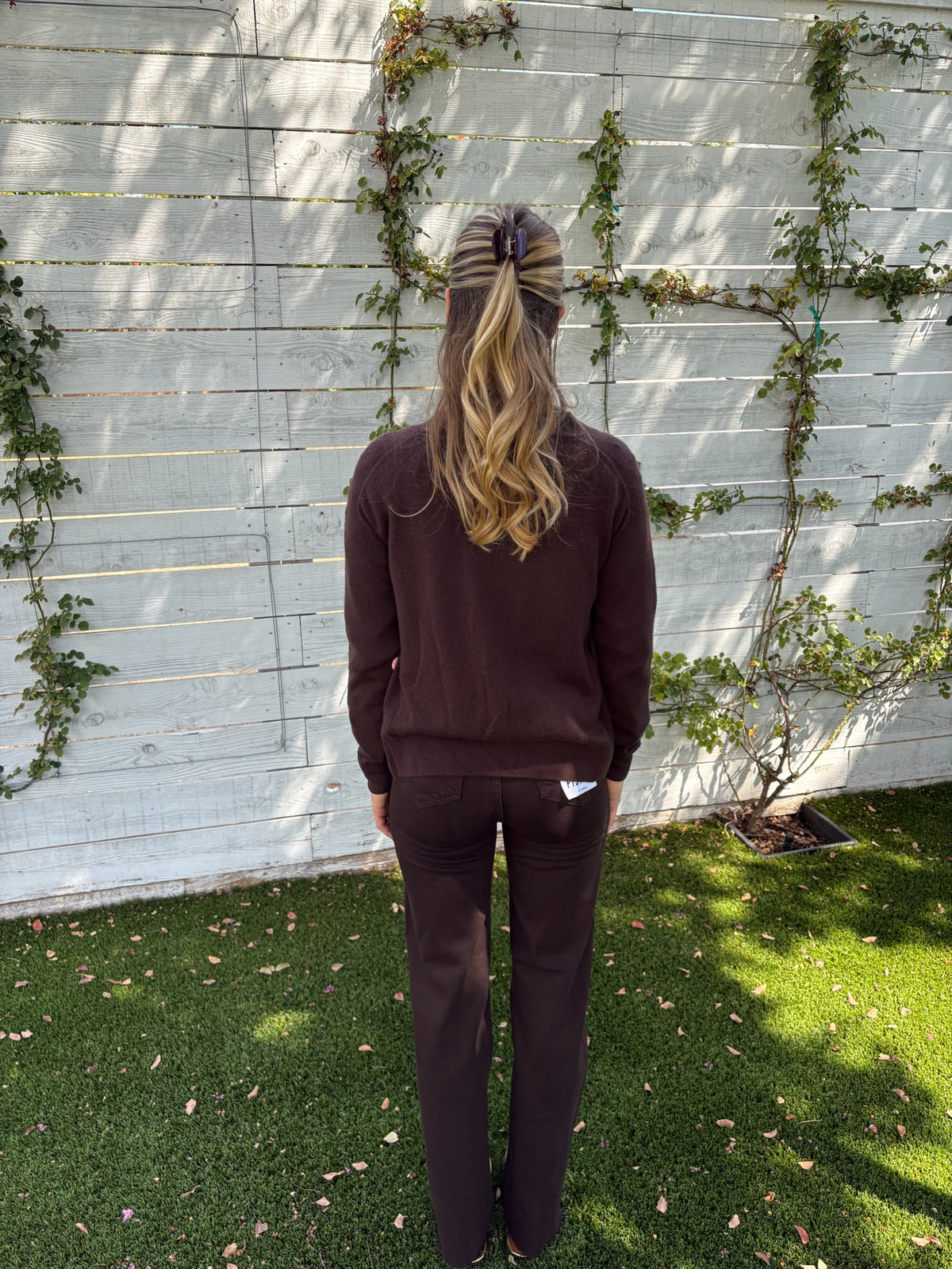 the wrap cardigan in dark chocolate