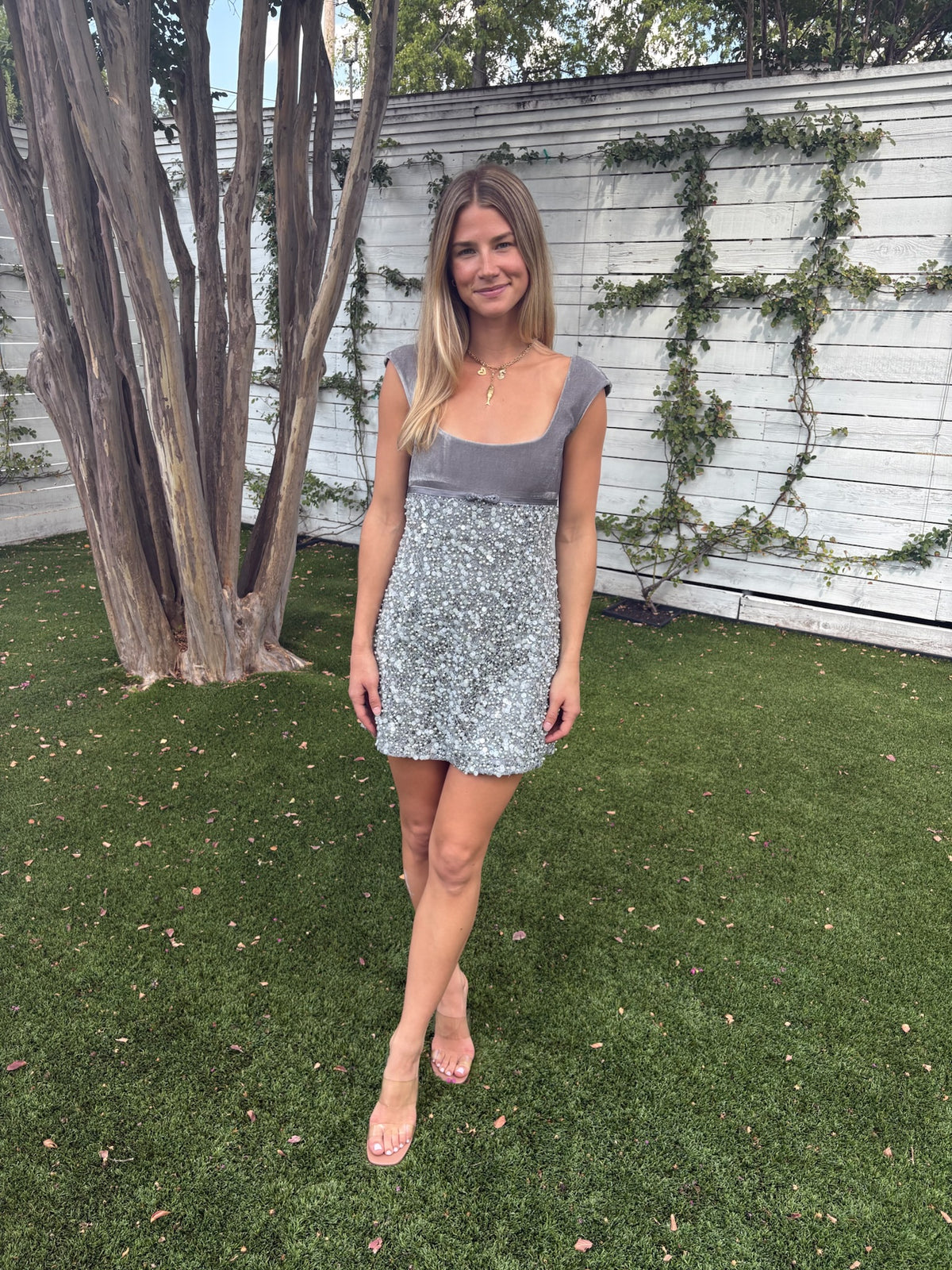 daya beaded dress silver