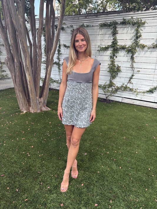 daya beaded dress silver