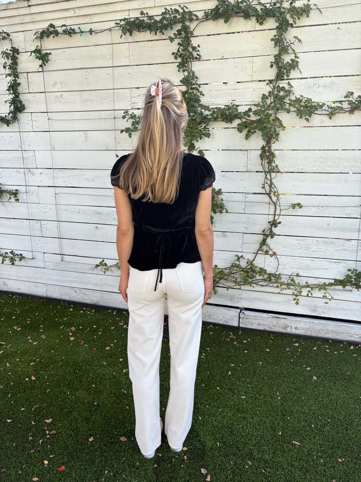 karia top in black velvet