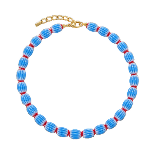 blue chevron beaded necklace